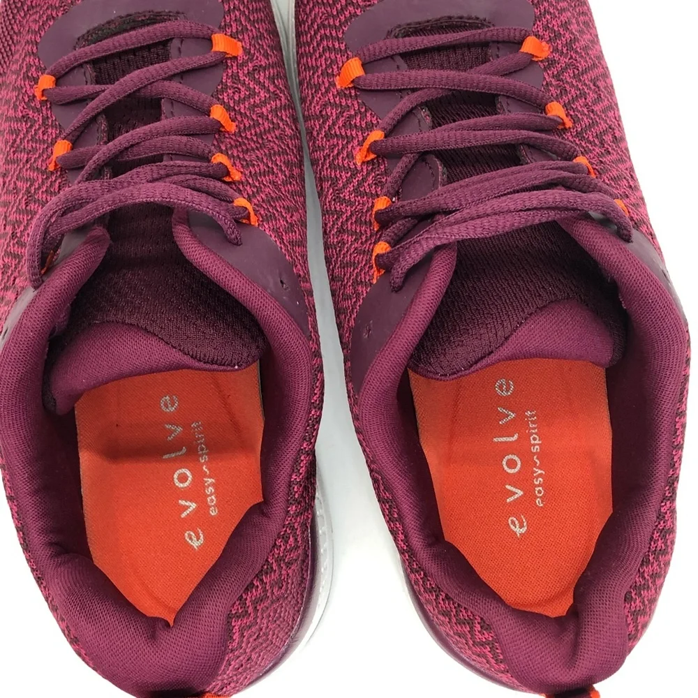 Women’s Sz 8.5W Evolve Easy-Spirit EVTR0T9 Burgundy Fly Knit Print Sneakers - Picture 11 of 16